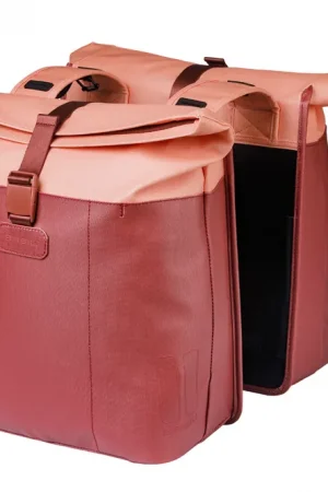 Aanbieding Basil fietstas dubbel Vive bordeaux/roze 28-35L