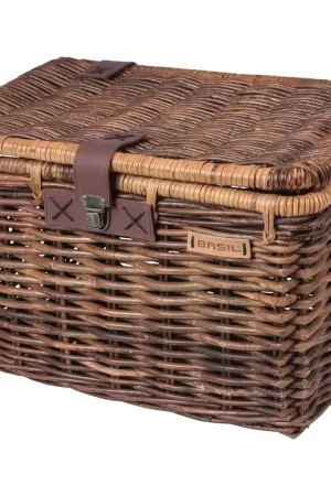 Weekendaanbieding Basil mand riet Denton L 46L + deksel brown 49x35x30cm