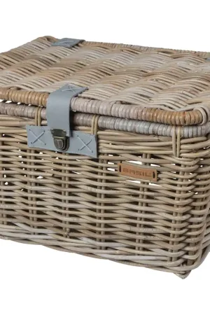 Voordeelprijs Basil mand riet Denton L 46L + deksel grey 49x35x30cm