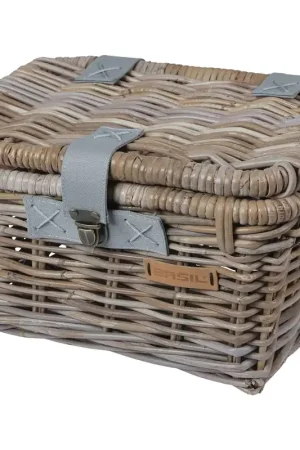 Populair Basil mand riet Denton S 19L + deksel grey 35x24x20cm