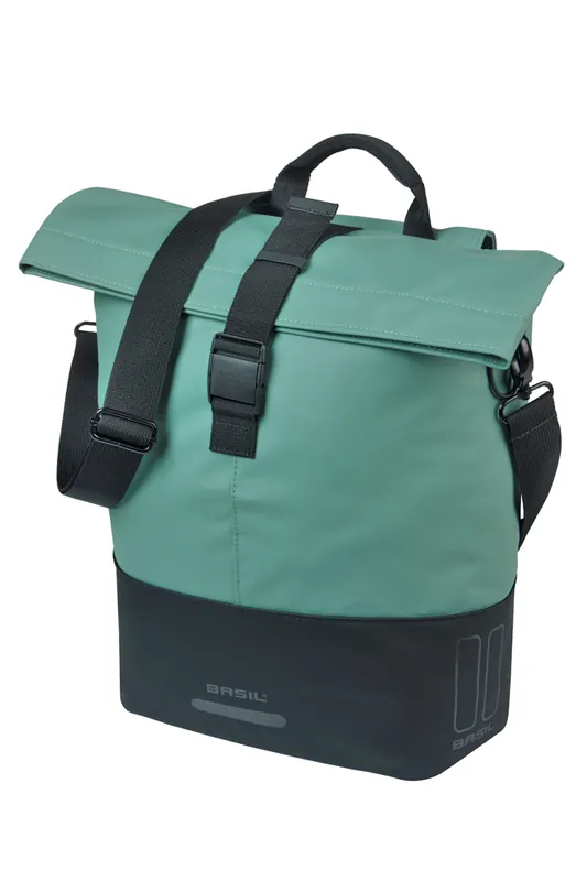 Uitverkoop Basil shoppertas Cove MIK Hooks zilvergroen/zwart 14-16L