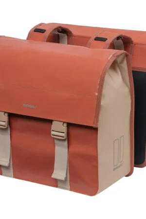 Speciale Aanbieding Basil fietstas dubbel Urban load terra red/rose 48-53L