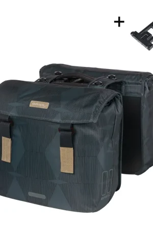 Rechtstreeks Van De Fabrikant Basil fietstas dubbel Elegance estate blue MIK 40-49L